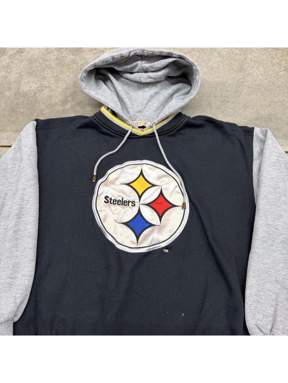 vintage pittsburgh steelers starter big logo black hoodie size medium - Picture 2 of 3